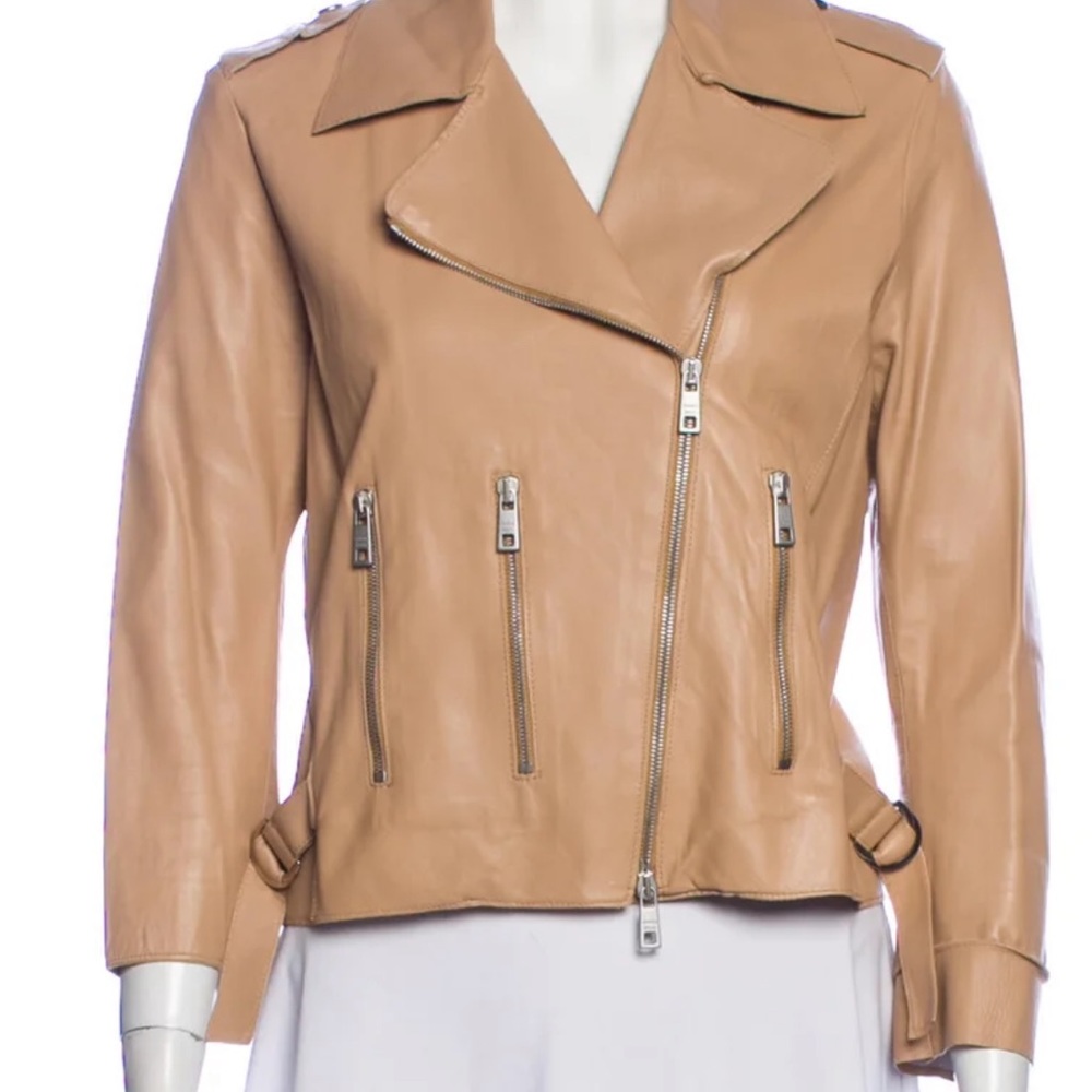 GIORGIO BRATO LEATHER BIKER JACKET IN CAMEL